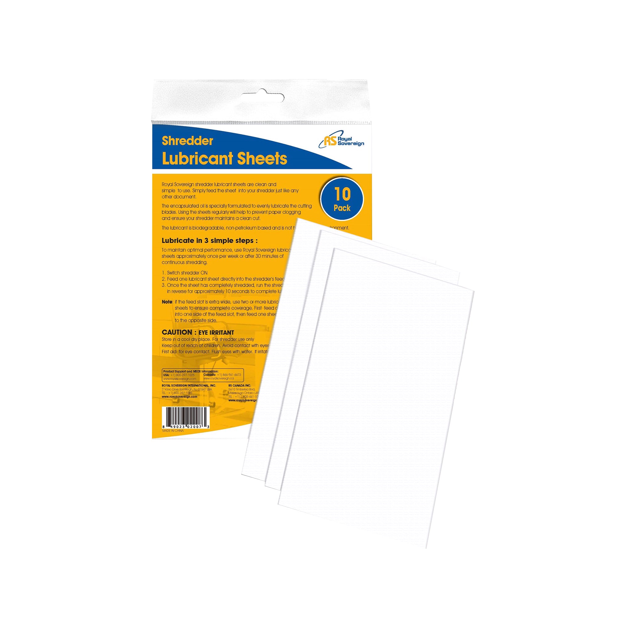 RS-SLS, Shredder Lubricant Sheets (10 pack)