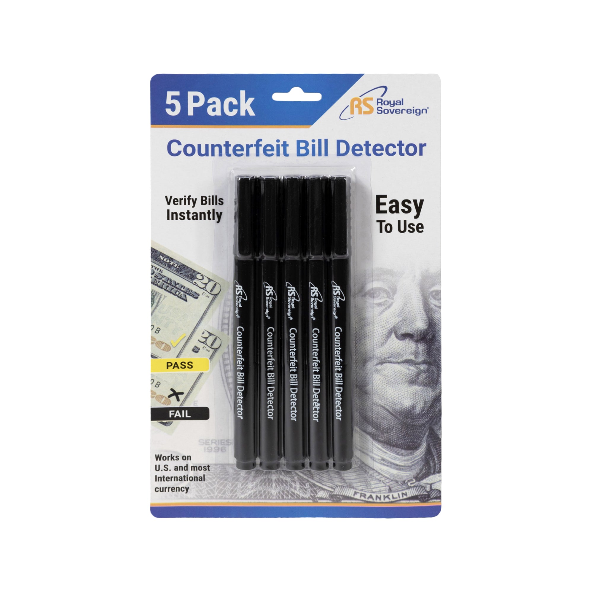 RCD-1805-RS, Counterfeit Bill Detection Pens, 5 Pack