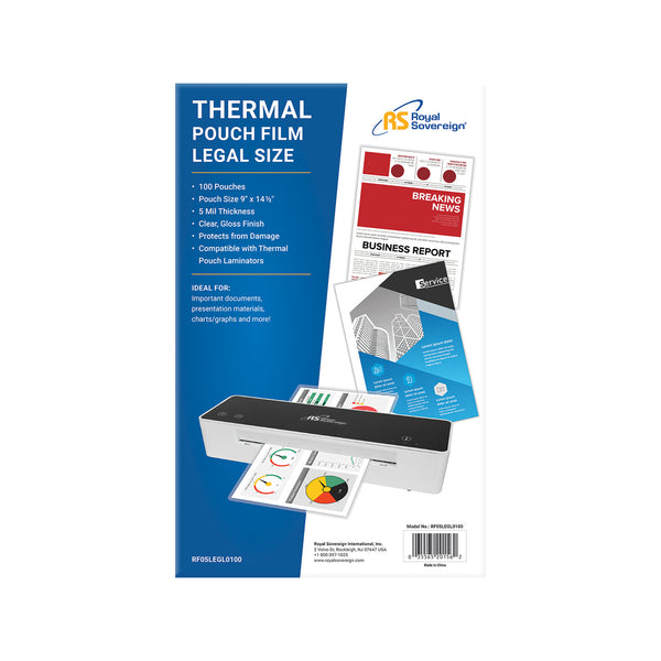 RF05LEGL0100, Thermal Laminating Pouches, Legal Size
